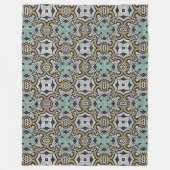 マスタードブラウンティール(緑がかった色)グリーングレーブラックトライダーアート フリースブランケット (正面)