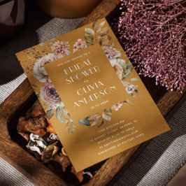 マスタードブラウンブライダルシャワー | ボホエレガントー素朴 招待状