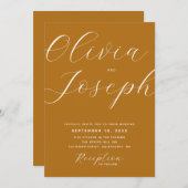 マスタードブラウン結婚ズ | 秋素朴写真およびQR 招待状 (正面/裏面)