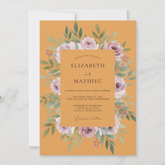 マスタードマーブルの芍薬の結婚式 招待状 (正面)