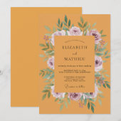 マスタードマーブルの芍薬の結婚式 招待状 (正面/裏面)