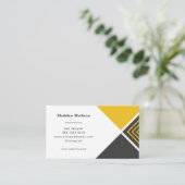 マスタードミニマルモダンイエロー対角線 名刺 (スタンド正面)