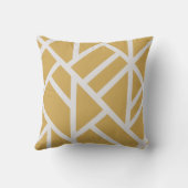 マスタードモダンイエローとホワイトの抽象芸術ストライプ クッション (裏面)