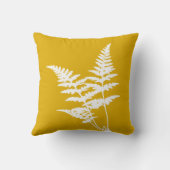 マスタードモダンイエローの白いシダ クッション (裏面)