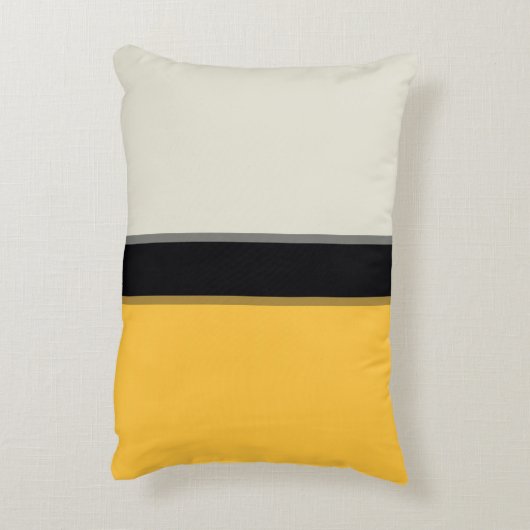 マスタードモダンイエローシルバーグレイ黒ストライプ色 アクセントクッション (裏面(縦))