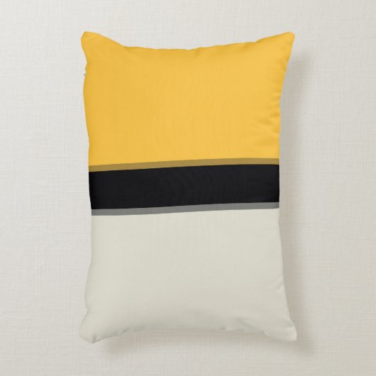 マスタードモダンイエローシルバーグレイ黒ストライプ色 アクセントクッション (正面(垂直))