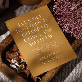 マスタードモダンイエローシンプルミニマ結婚リスト 招待状