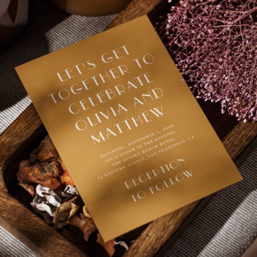 マスタードモダンイエローシンプルミニマ結婚リスト 招待状