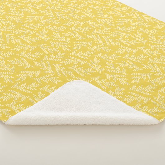 マスタードモダンイエローフローラ離れパターン シェルパブランケット (3/4)