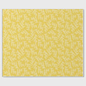 マスタードモダンイエローフローラ離れパターン ラッピングペーパー (フラット)