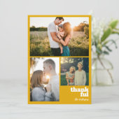 マスタードモダンイエロー感謝祭3フォトコラージュ シーズンカード (スタンド正面)