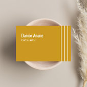 マスタードモダンイエロー&ホワイトストライプのプロフェッショナル 名刺