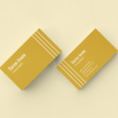 マスタードモダンイエロー&ホワイトストライプのプロフェッショナル 名刺