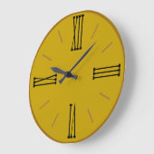 マスタードモダンイエロー、金ゴールドトリム ラージ壁時計 (傾斜)