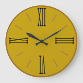 マスタードモダンイエロー、金ゴールドトリム ラージ壁時計 (正面)