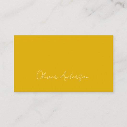 マスタードモダンミニマルイエローホワイトロゴ 名刺 (正面)