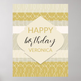 マスタードモダン赤面トーン（幾何学模様） ポスター