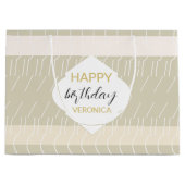 マスタードモダン赤面トーン（幾何学模様） ラージペーパーバッグ (正面)