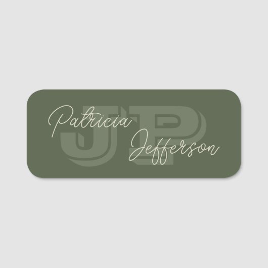 マスタードモノグラムのイエロー手書き書道 名札 (正面)