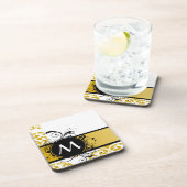 マスタードモノグラムのダマスク模様 コースター (右側)