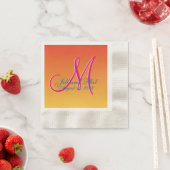 マスタードモノグラムサンセット 縁ありカクテルナプキン (インサイチュ)