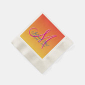 マスタードモノグラムサンセット 縁ありカクテルナプキン (角)
