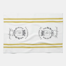 マスタードヴィンテージフランスのスタイルサックと名前をカスタムする キッチンタオル