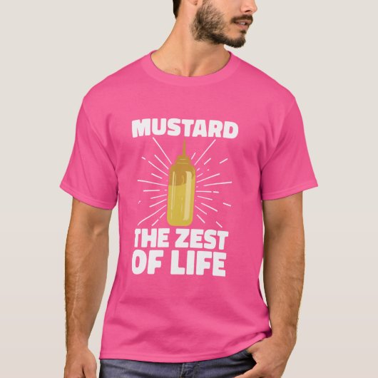 マスタード人生の最も好き、BBQおもしろい Tシャツ (正面)