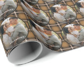 マスタード伝統的タータンチェックパーソナライズされたクリスマス ラッピングペーパー (ロールコーナー)