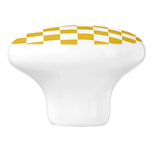 マスタード市松模様にイエローとホワイト セラミックノブ (側面)