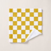 マスタード市松模様にイエローとホワイト バスタオルセット (ウォッシュタオル)