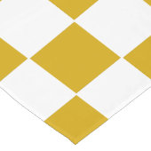 マスタード市松模様にイエローとホワイト ロングテーブルランナー (コーナー)