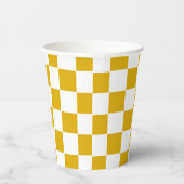 マスタード市松模様にイエローとホワイト 紙コップ (右)