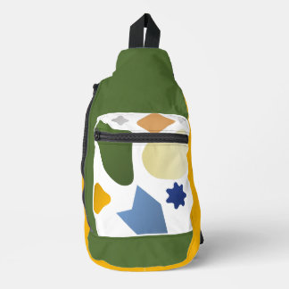 マスタード幾何学模様 スリングバッグ