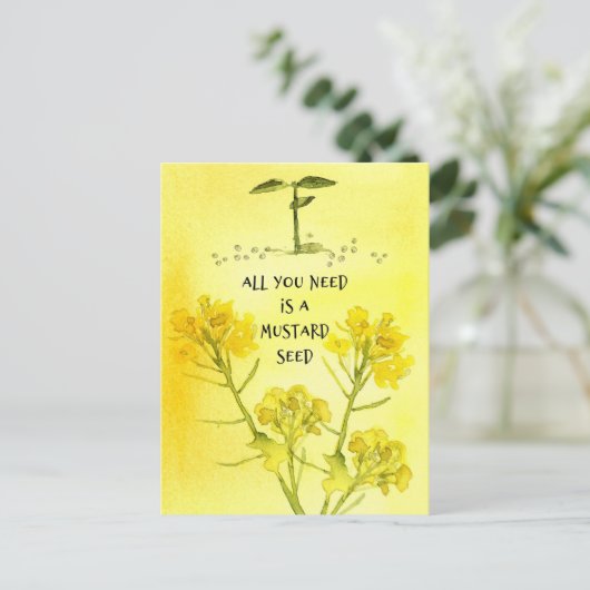 マスタード種子信仰の花宗教的クリスチャン ポストカード (スタンド正面)