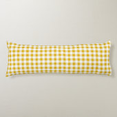 マスタード素朴イエローギンガムプレイド ボディピロー (正面)