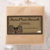 マスタード素朴サルトボックスハウス編集可能シッピング ラベル (インサイチュ)