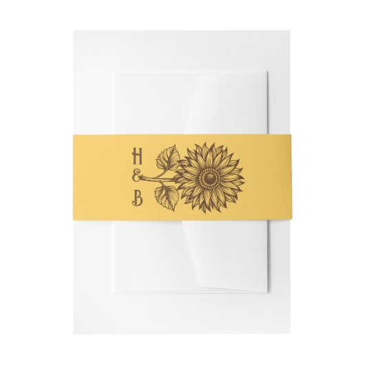 マスタード素朴ヒマワリ 招待状ベリーバンド (正面例)