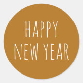 マスタード素朴ブラウン新年 | ミニマル休日 ラウンドシール (正面)