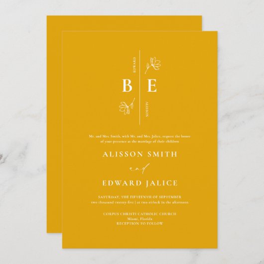 マスタード結婚モダンズ 招待状 (正面/裏面)