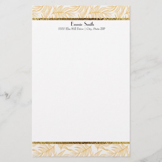 マスタード葉イエロー金ゴールドとカスタム 便箋 (正面)