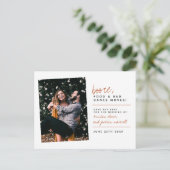 マスタード酒の食べ物と悪いダンスの動きが日付を保存 ポストカード (スタンド正面)