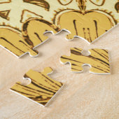 マスタード金ゴールドの幾何学的デイジーパターン ジグソーパズル (側面)