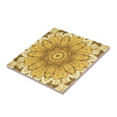 マスタード金ゴールドの幾何学的デイジーパターン タイル (側面)