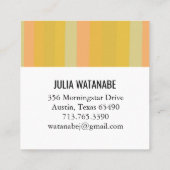 マスタード金ゴールドミニマルストライプリスト手作り スクエア名刺 (裏面)