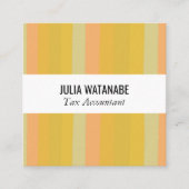 マスタード金ゴールドミニマルストライプリスト手作り スクエア名刺 (正面)