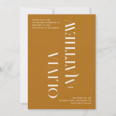 マスタード黄色ミニマル結婚リスト写真+ QRコード 招待状 (正面)