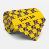 マスタード黄色市松模様に写真 ネクタイ (ロール)