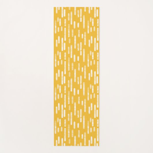 マスタード黄色/白インク丸い線パターン ヨガマット (正面)
