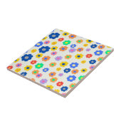 マスタード&お洒落ブラックフローラレトロ陽気 タイル (側面)